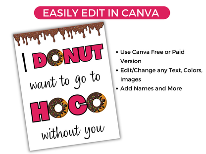 Editable Donut Homecoming Proposal Sign