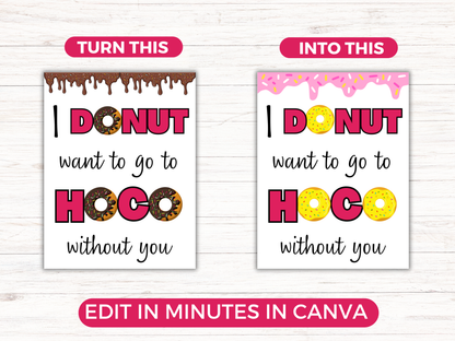 Editable Donut Homecoming Proposal Sign