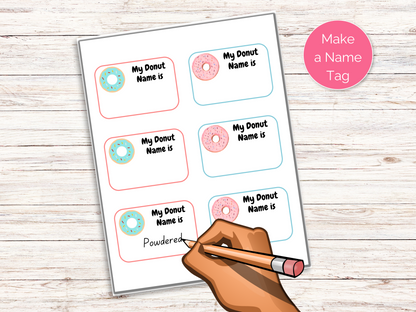 What's Your Donut Name Game + Name Tags