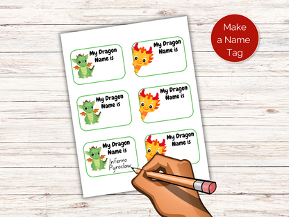 What's Your Dragon Name Game + Name Tags