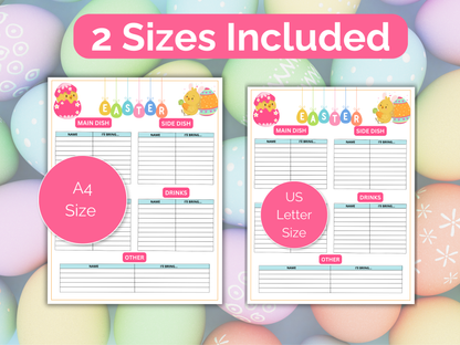Easter Potluck Sign Up Sheet