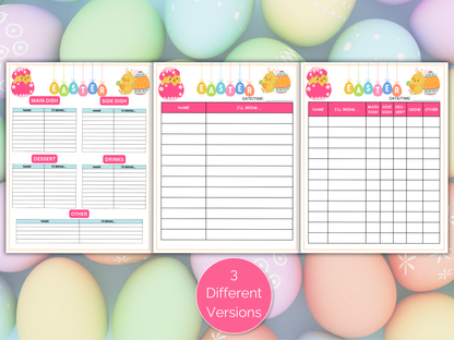 Easter Potluck Sign Up Sheet