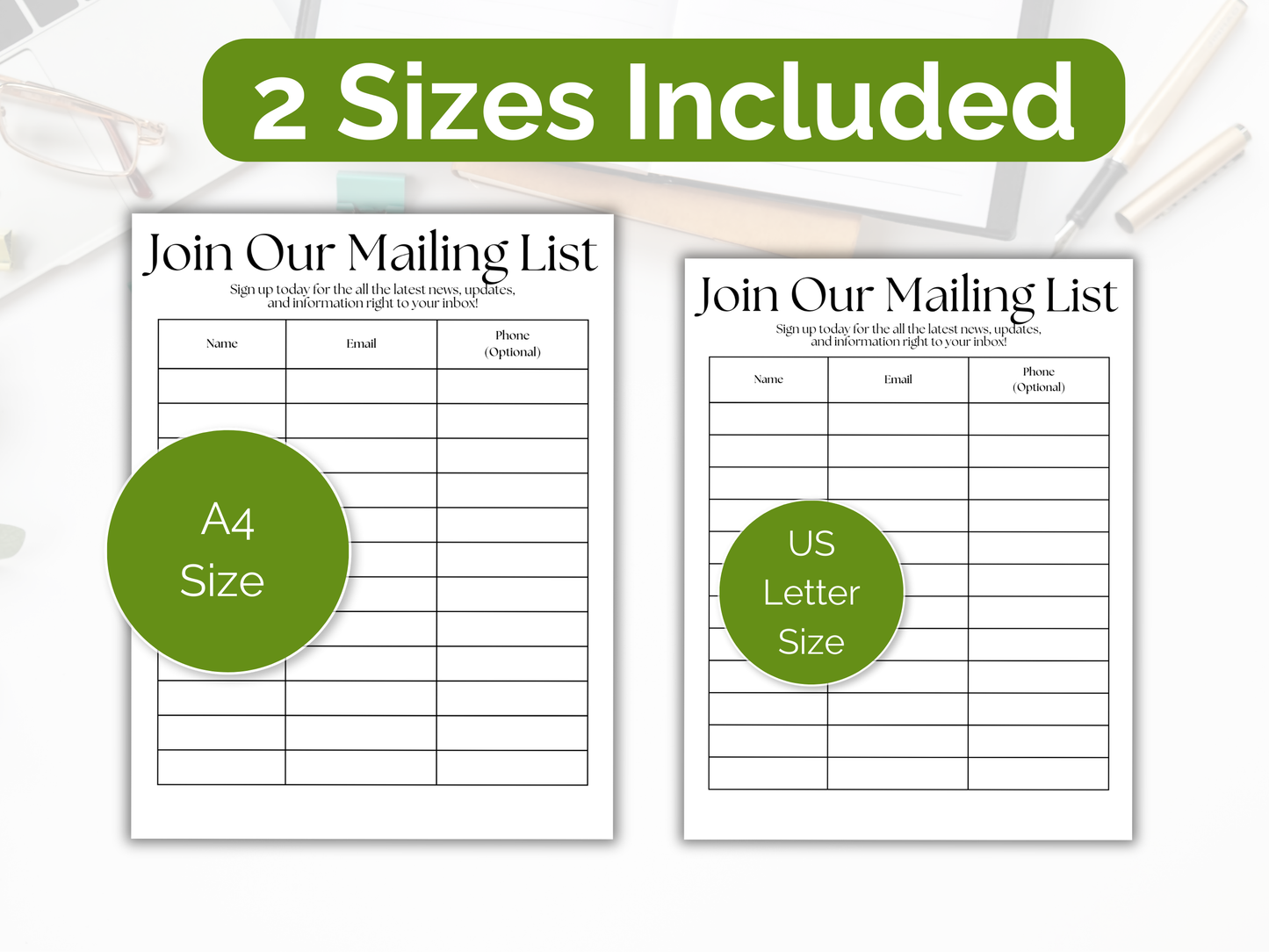 Email List Sign Up Sheet
