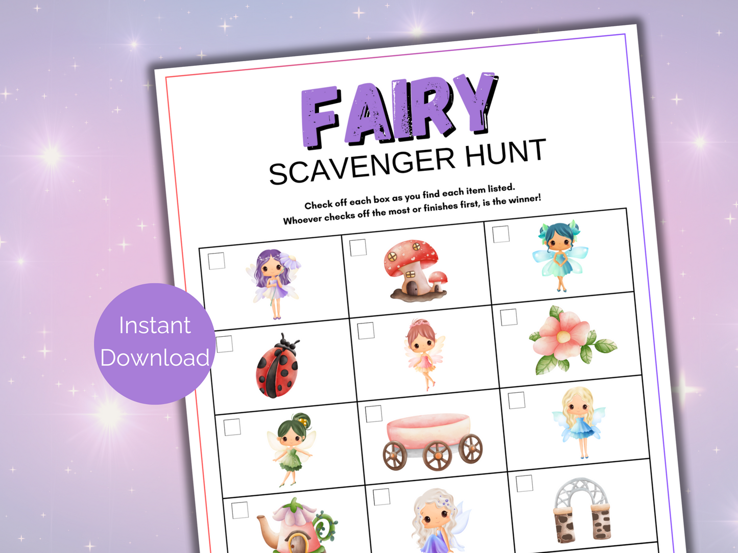 Fairy Scavenger Hunt for kids