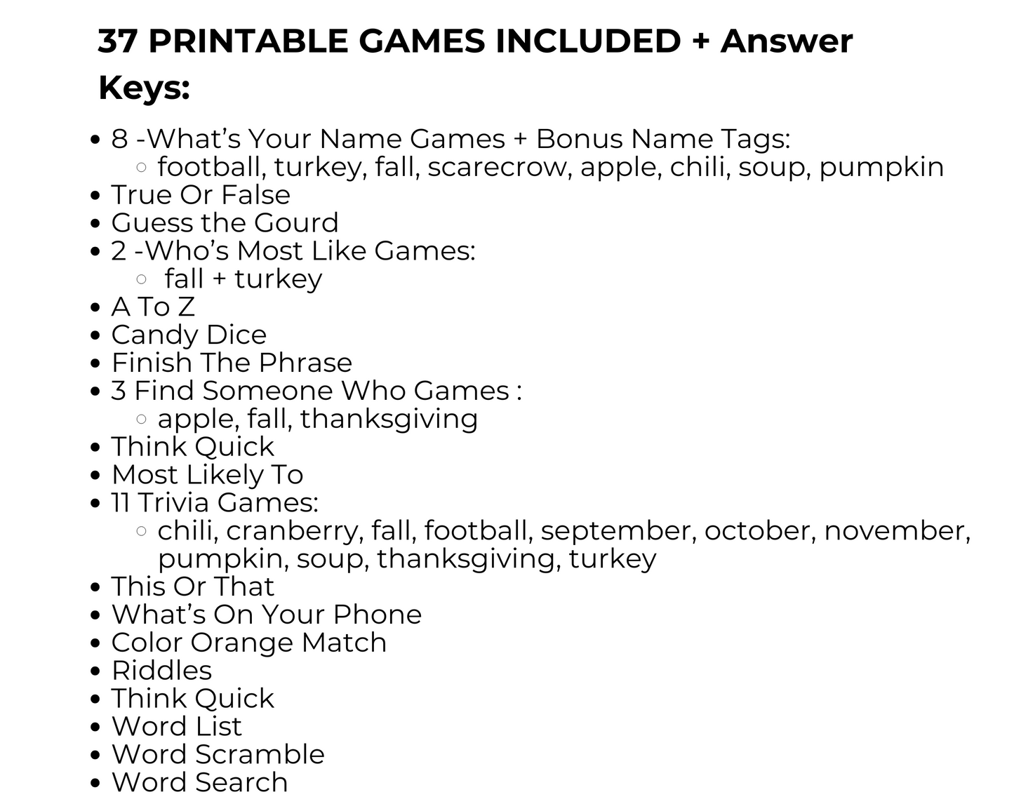 Fall Games Bundle