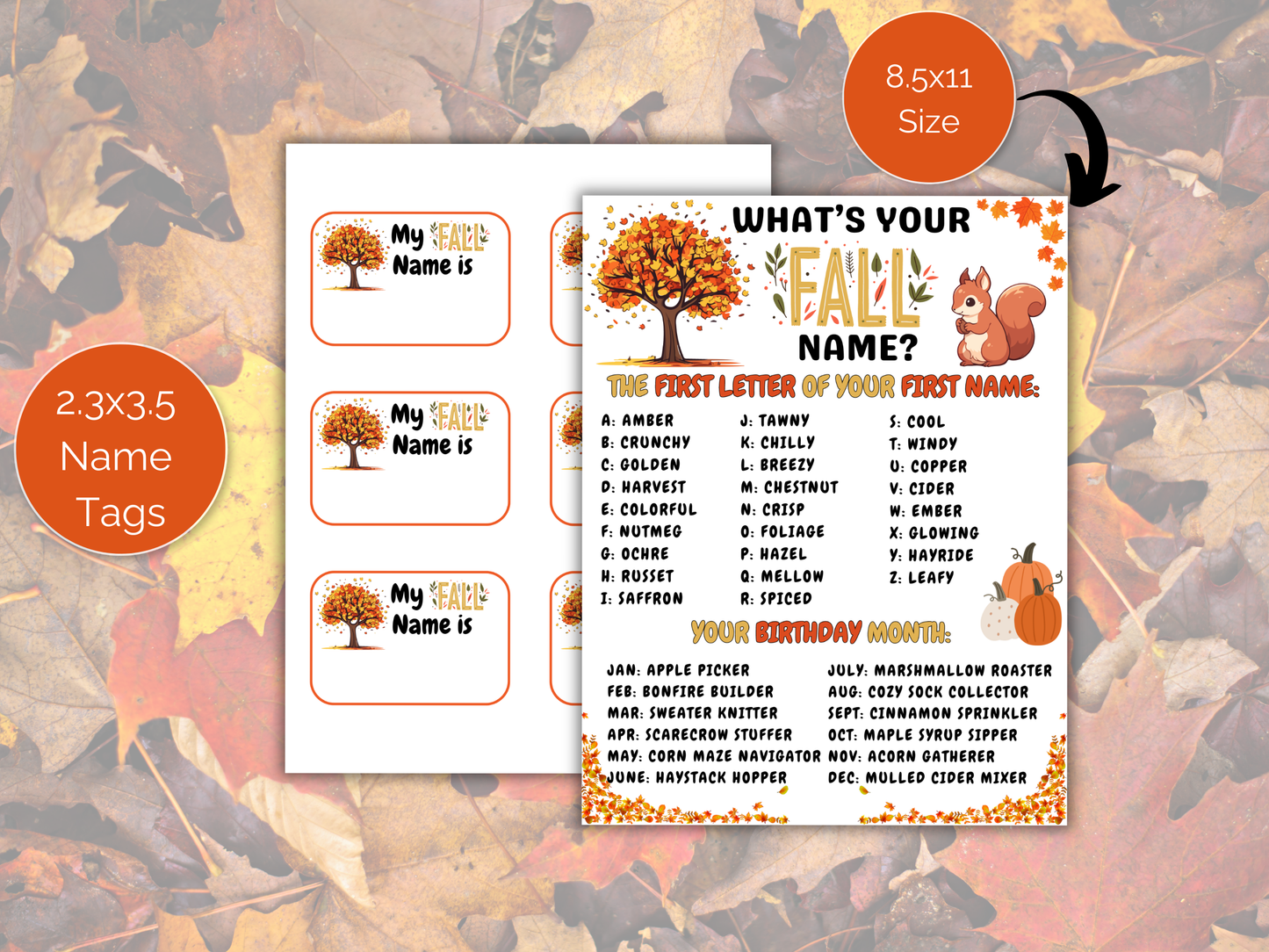 What's Your Fall Name Game + Name Tags