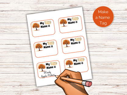 What's Your Fall Name Game + Name Tags