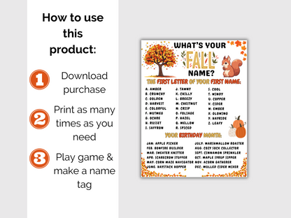 What's Your Fall Name Game + Name Tags