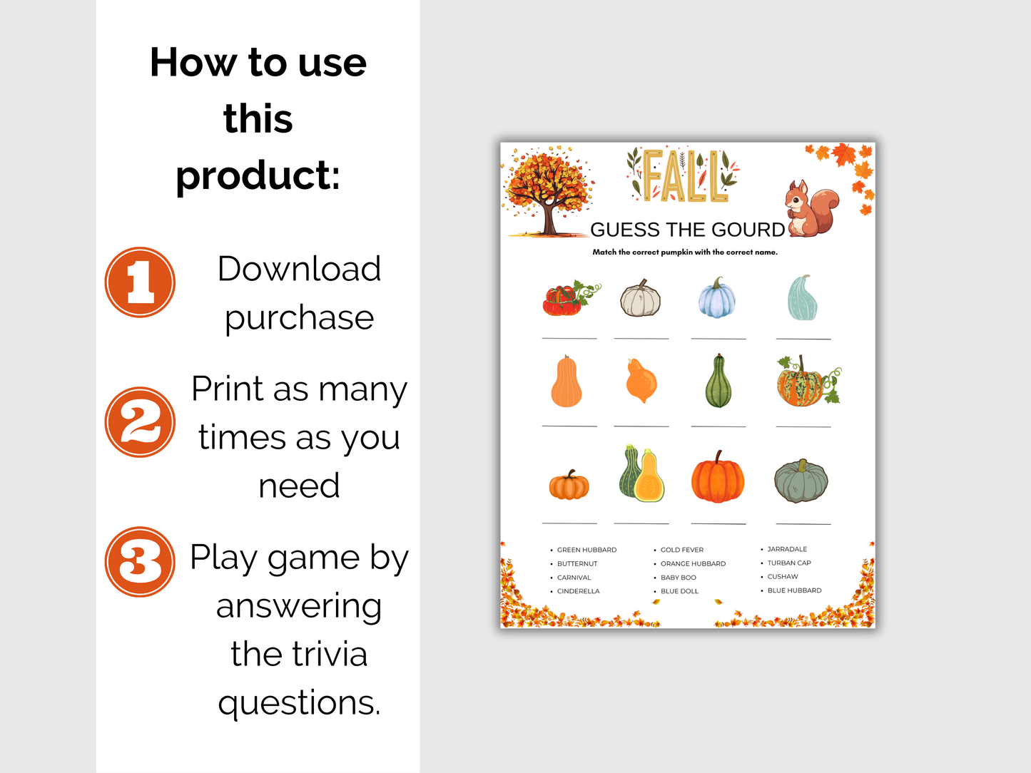 Fall Pumpkin Match Game