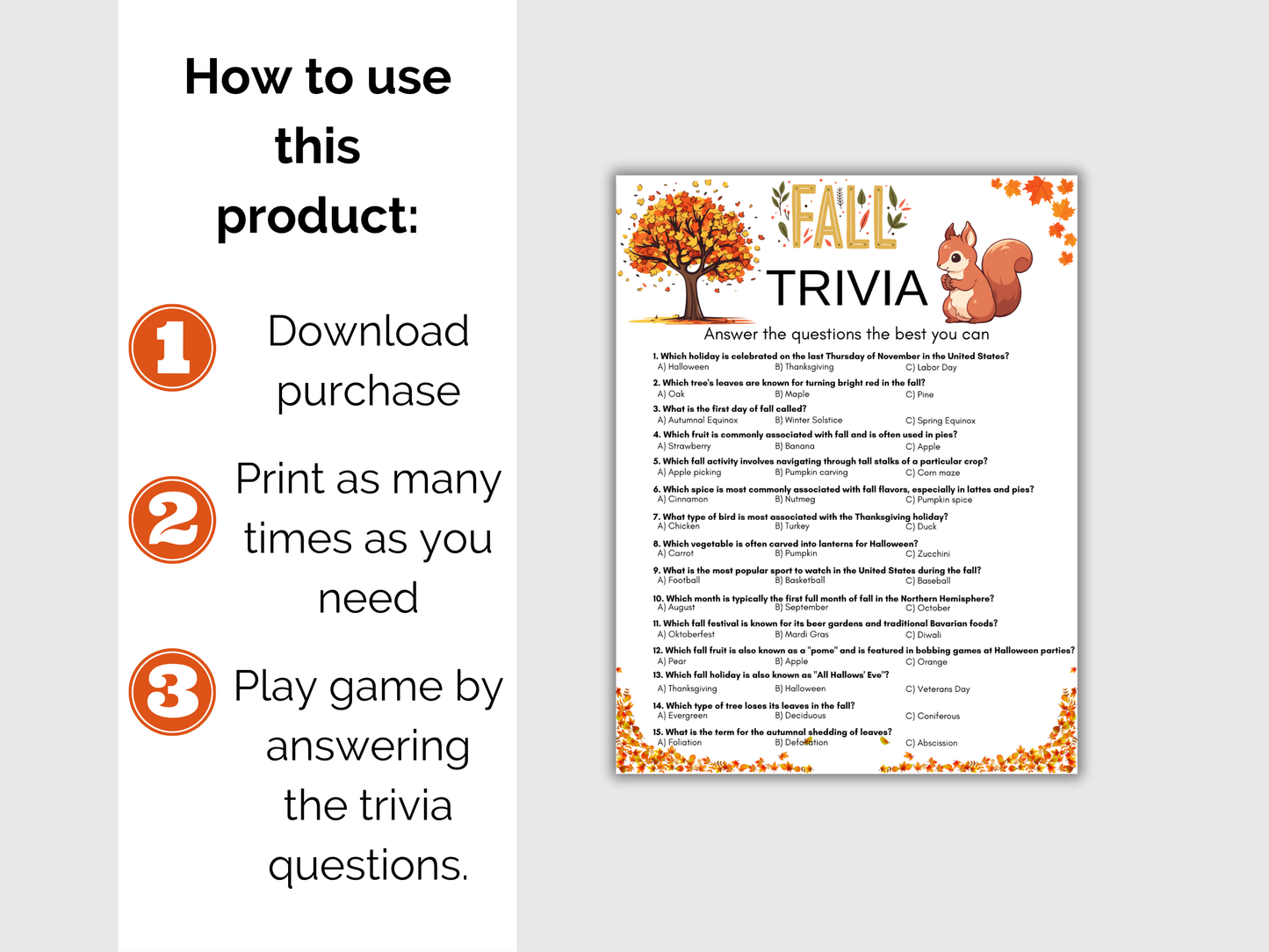 Fall Trivia Game