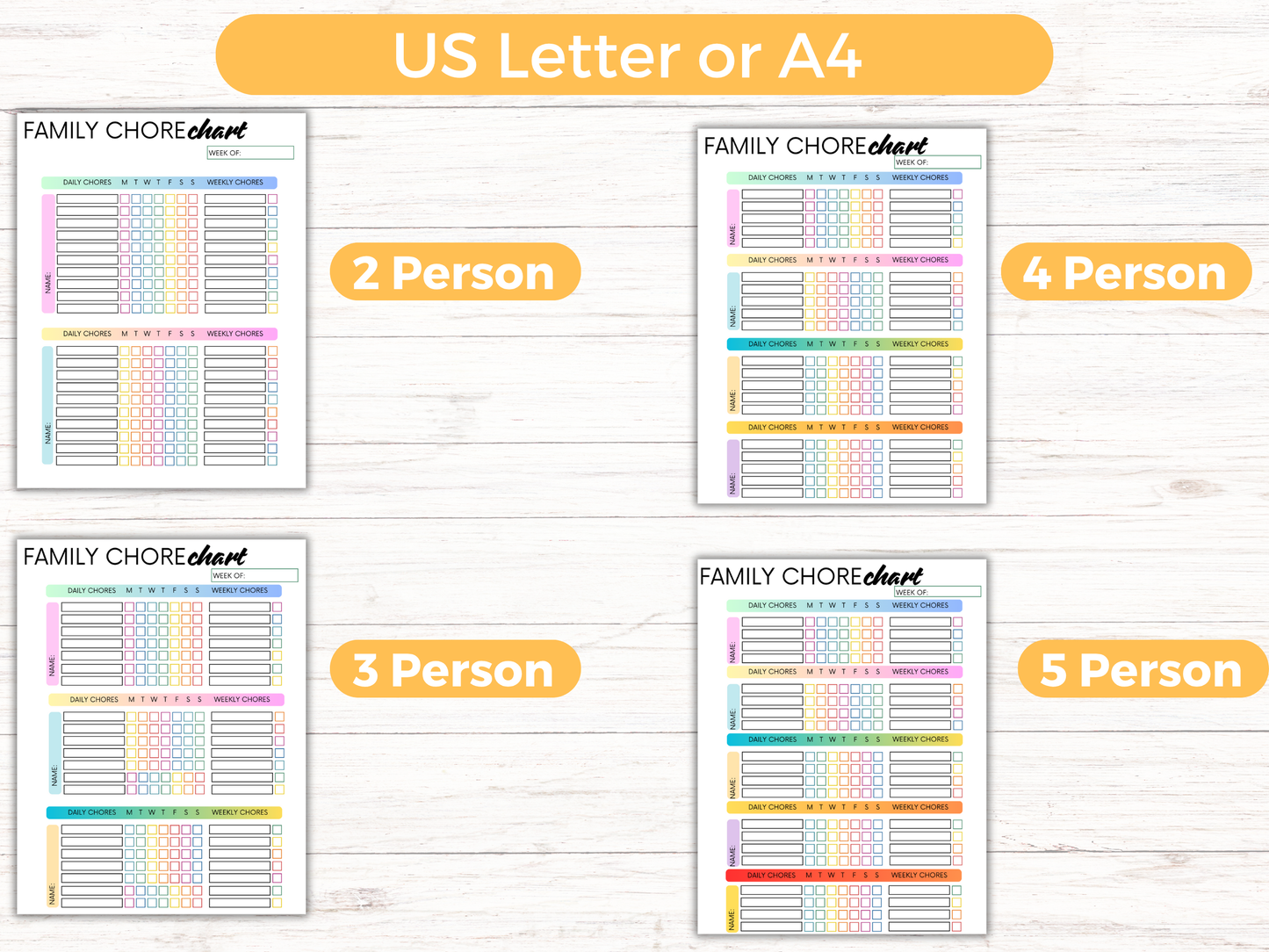Editable Family Chore Chart