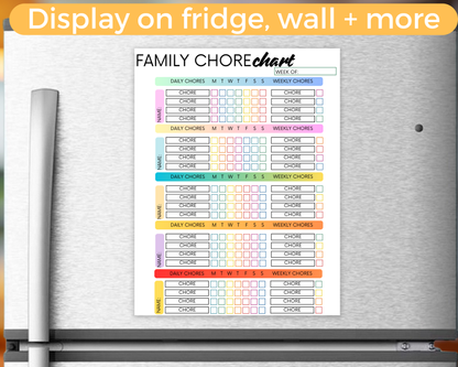 Editable Family Chore Chart