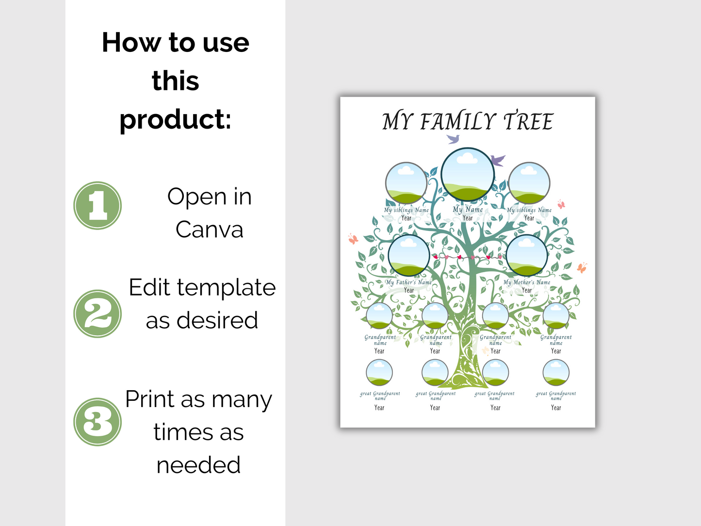 Editable Family Tree Template with Pictures