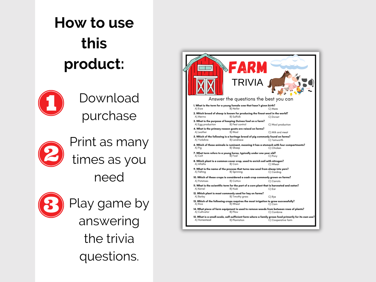 Farm Trivia Game
