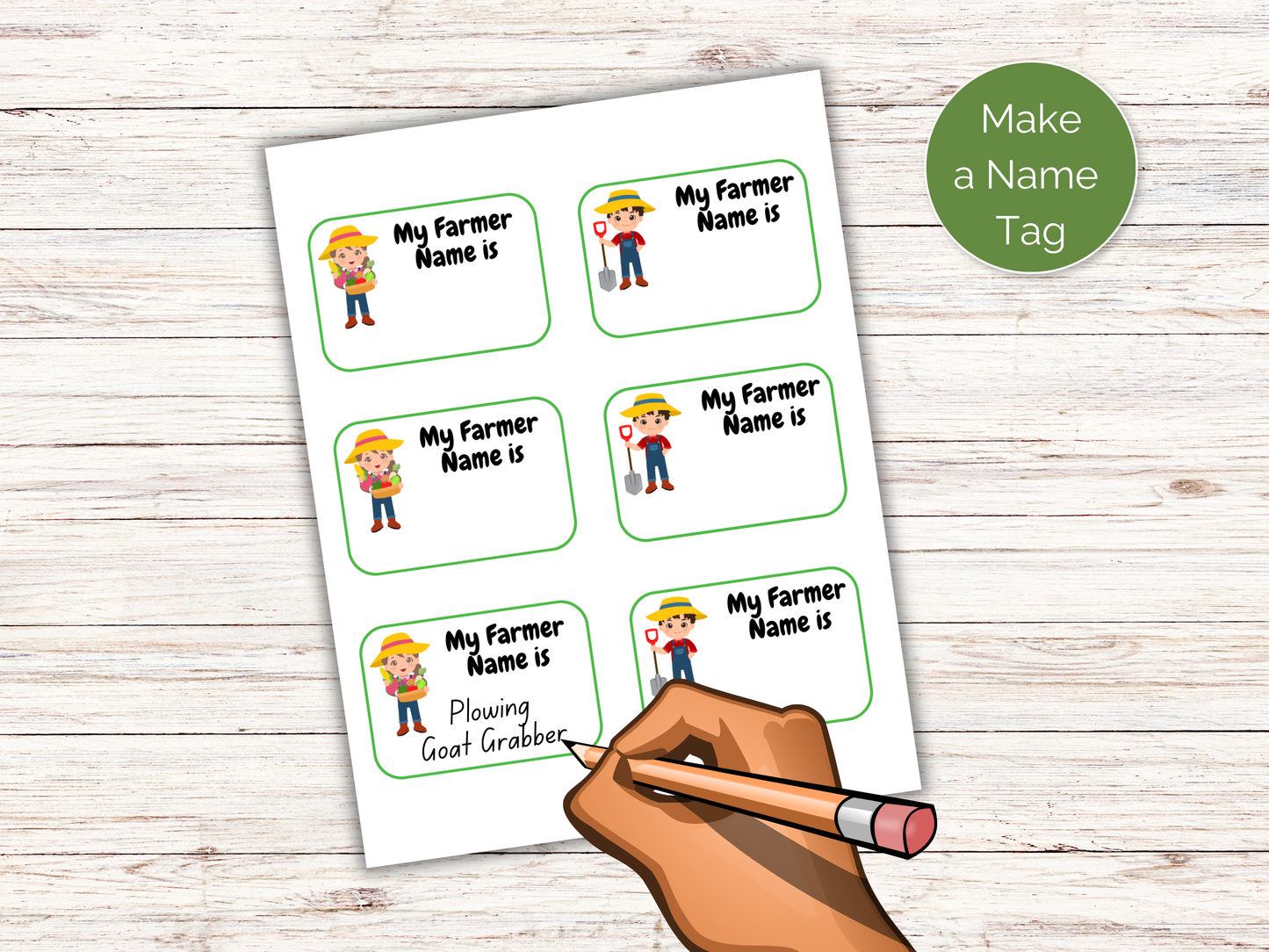 What's Your Farmer Name Game + Name Tags