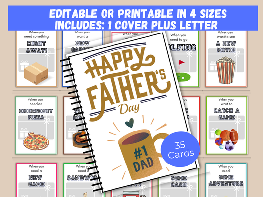 Fathers Day Gift Card Book Editable or Printable