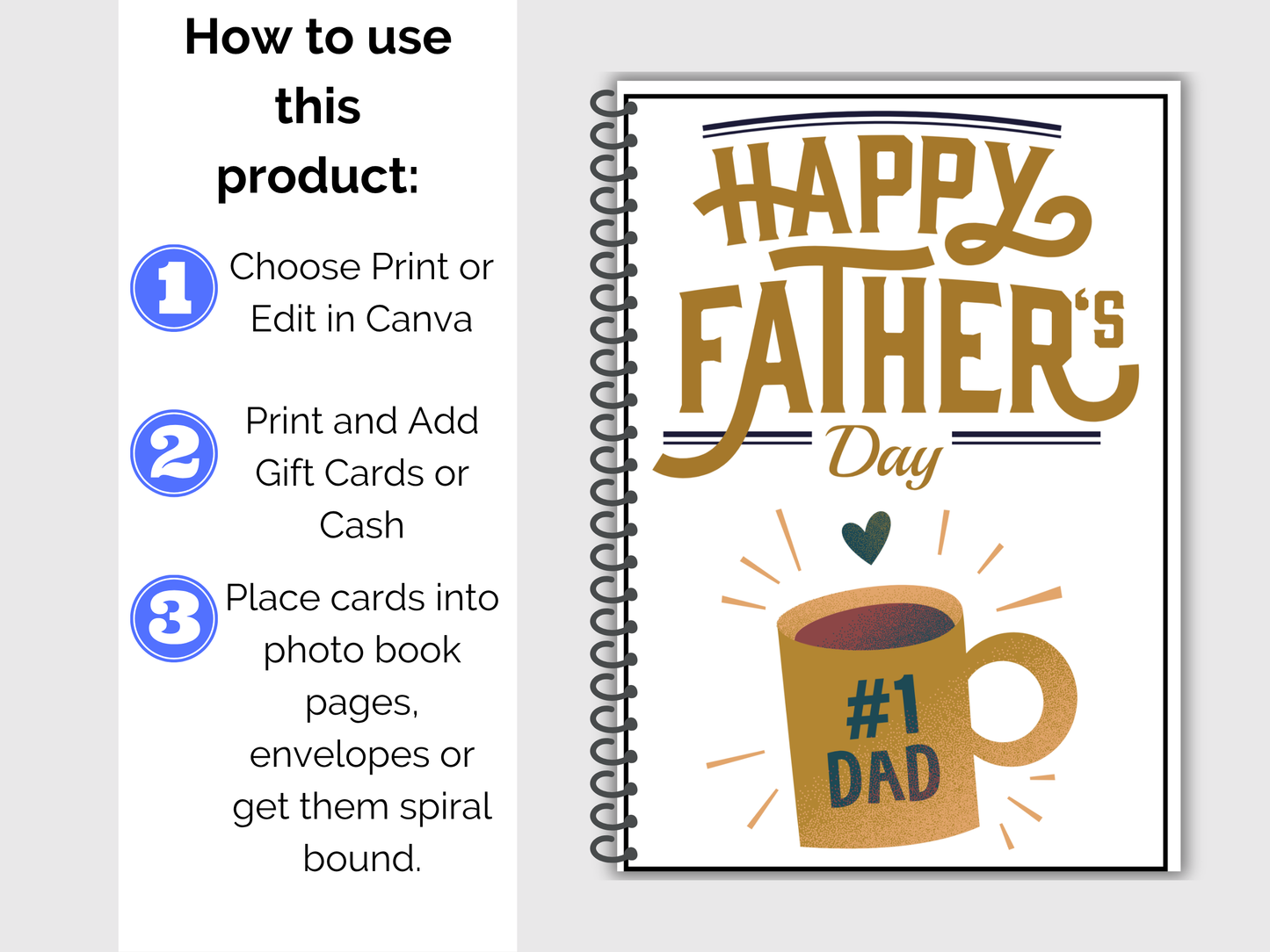 Fathers Day Gift Card Book Editable or Printable