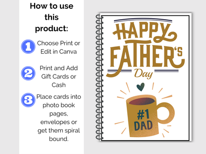 Fathers Day Gift Card Book Editable or Printable