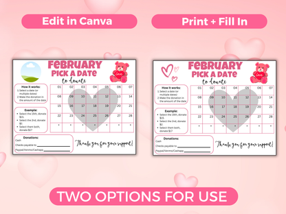 Editable February Pick A Date