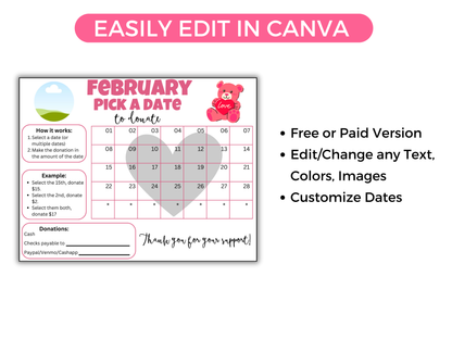 Editable February Pick A Date