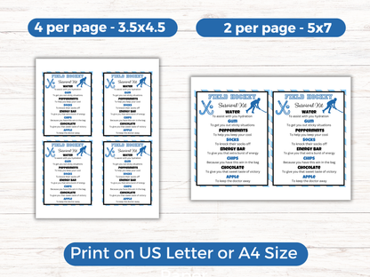 Editable Field Hockey Survival Kit Gift Tag Template