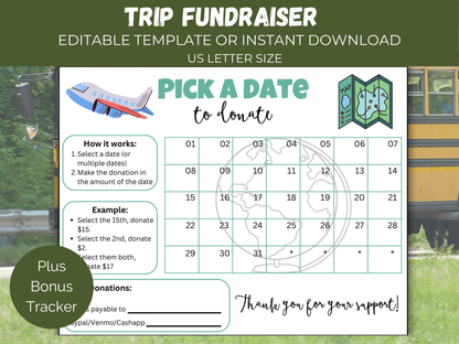 Editable Class Field Trip Pick A Date