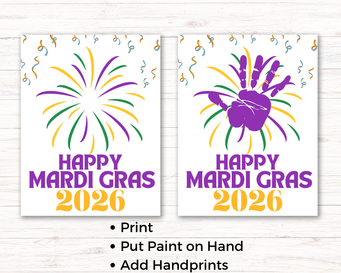 Mardi Gras Fireworks Handprint Art