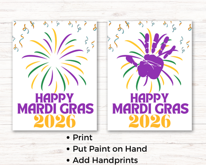 Mardi Gras Fireworks Handprint Art