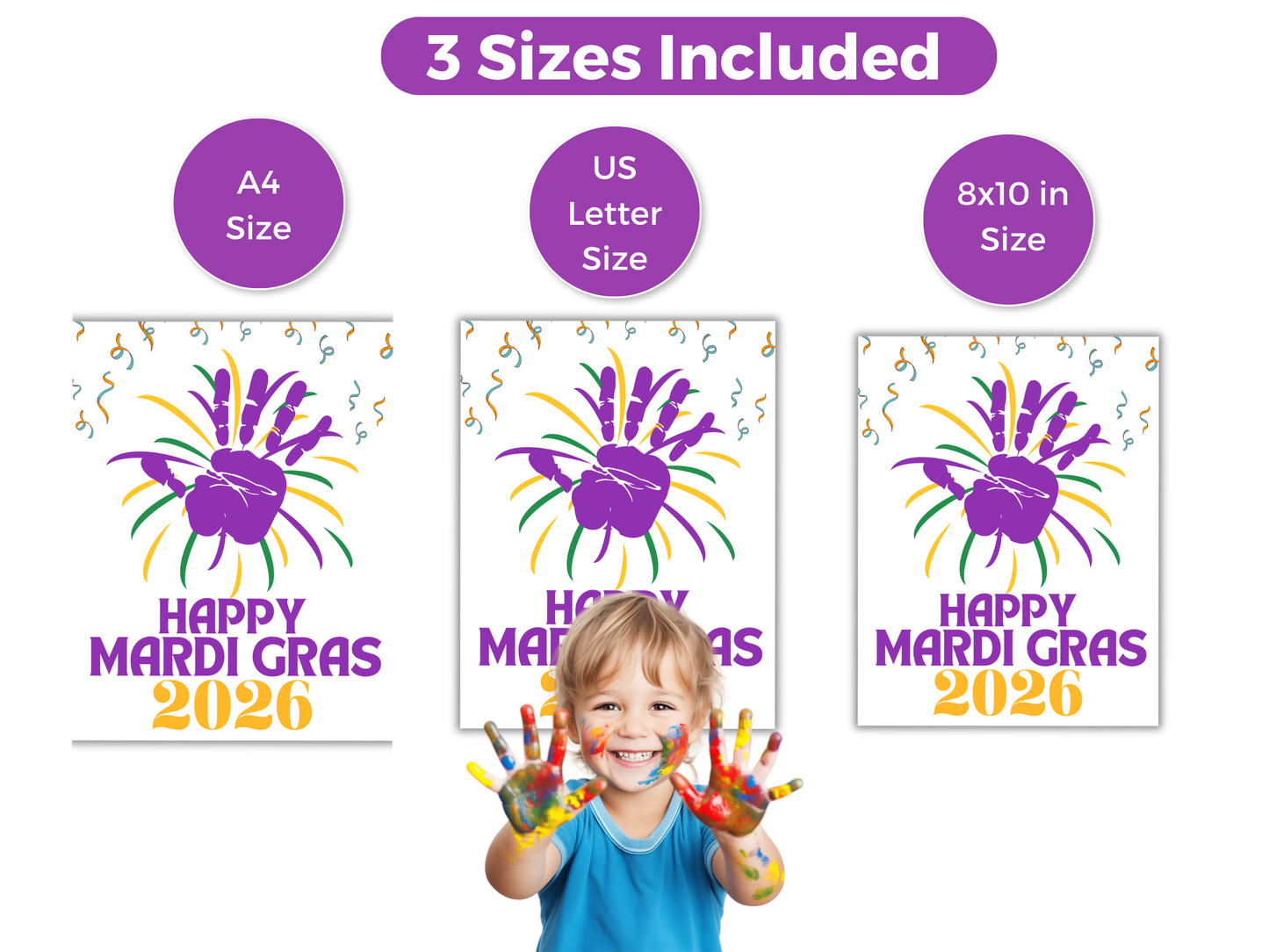 Mardi Gras Fireworks Handprint Art