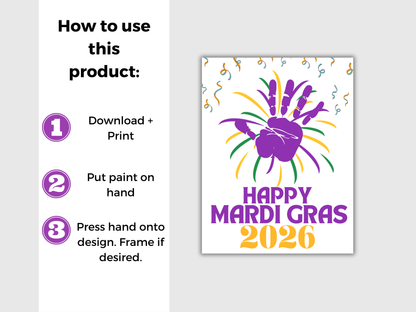 Mardi Gras Fireworks Handprint Art