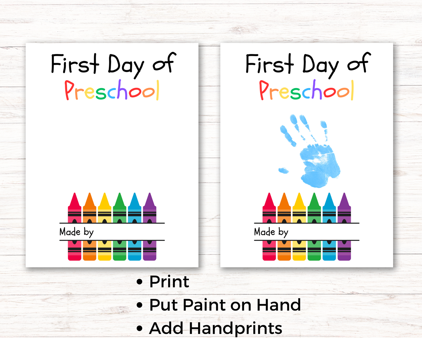 First Day of Preschool Handprint Art
