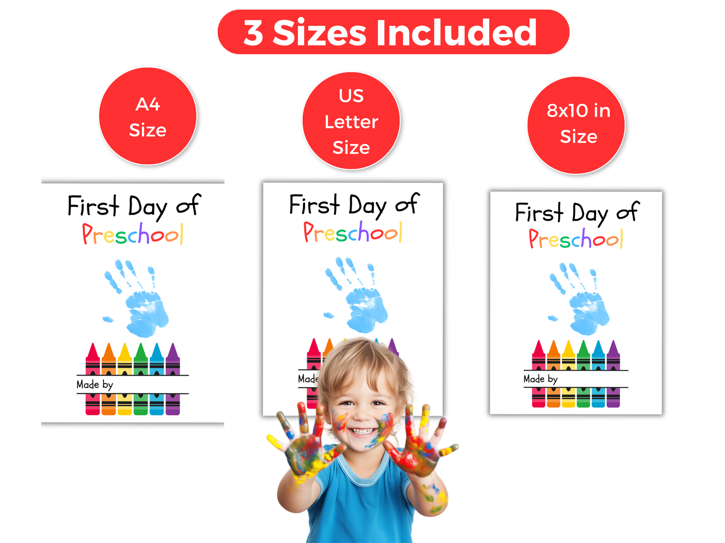 First Day of Preschool Handprint Art