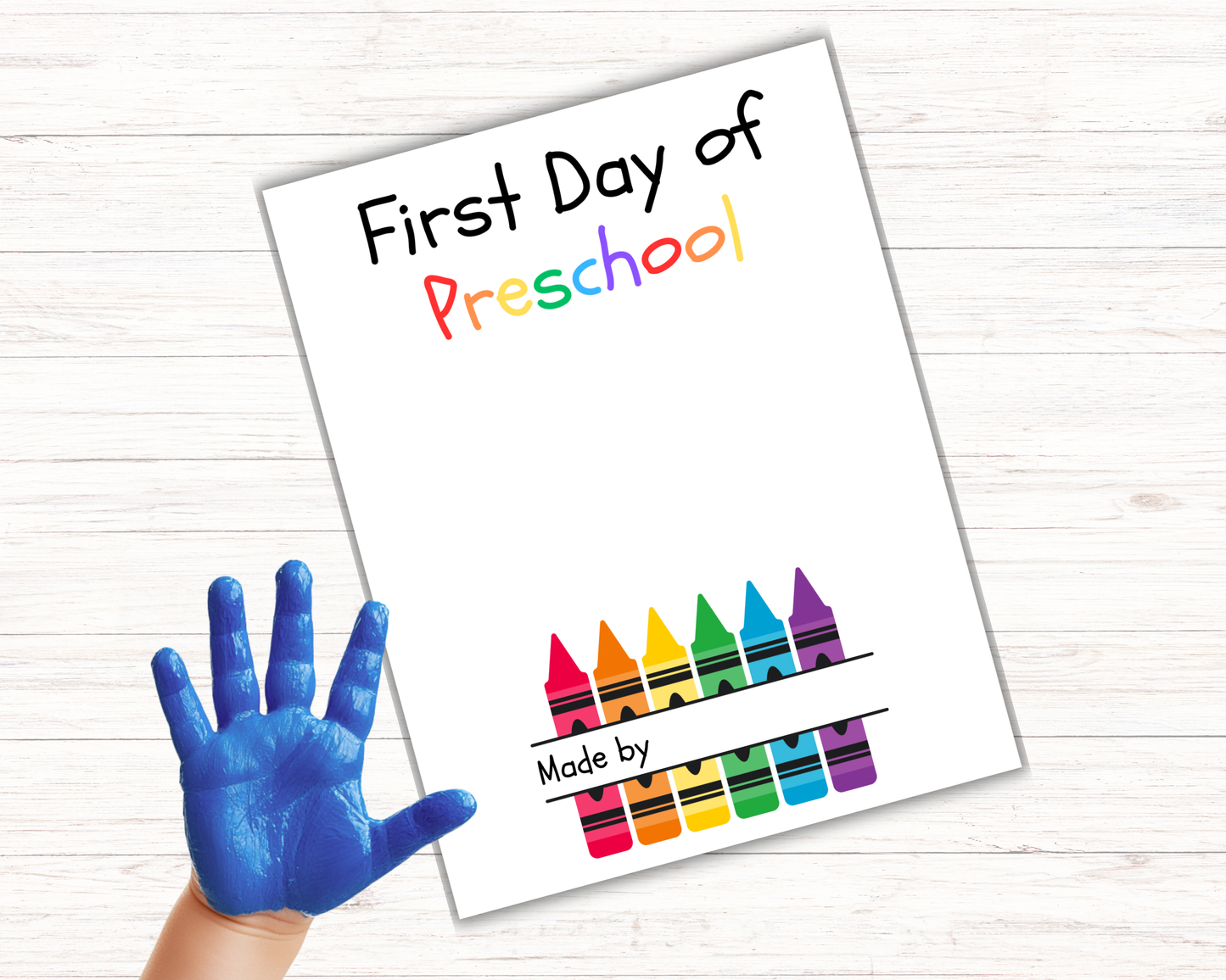 Apple First Day of Preschool Handprint Art