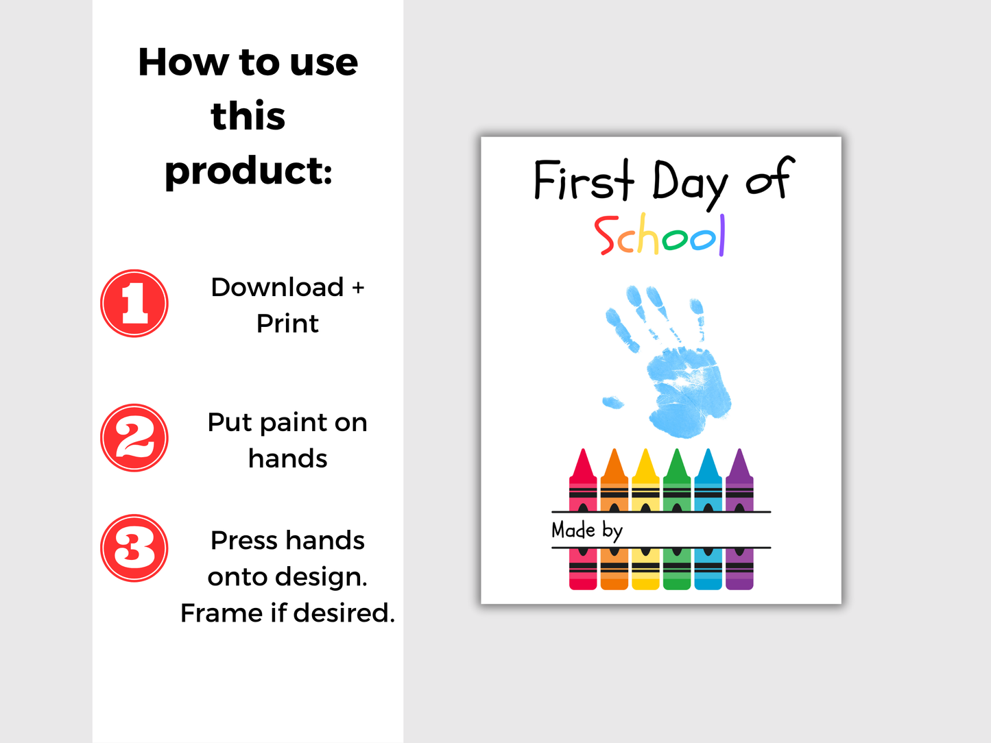 First Day of School Handprint Art