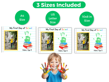 Editable First Day of School Handprint Art with photo