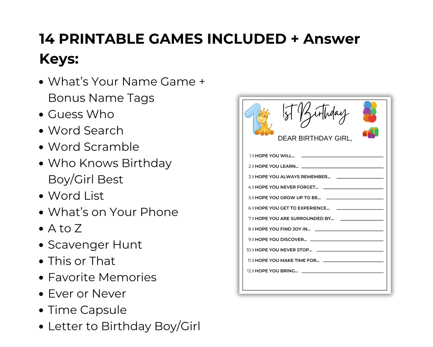 First Birthday Game Bundle