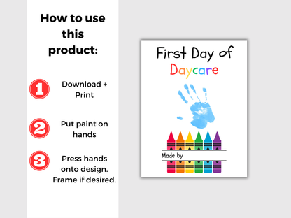 First Day of Daycare Handprint Art