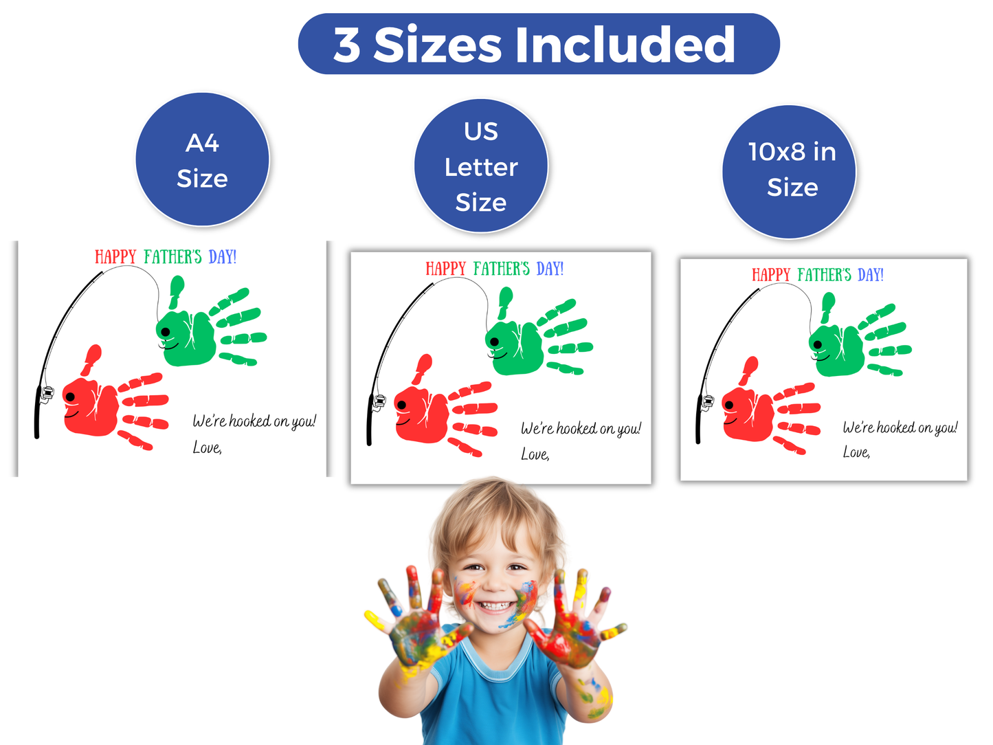 Fish Fathers Day Handprint Art up to 3 Kids