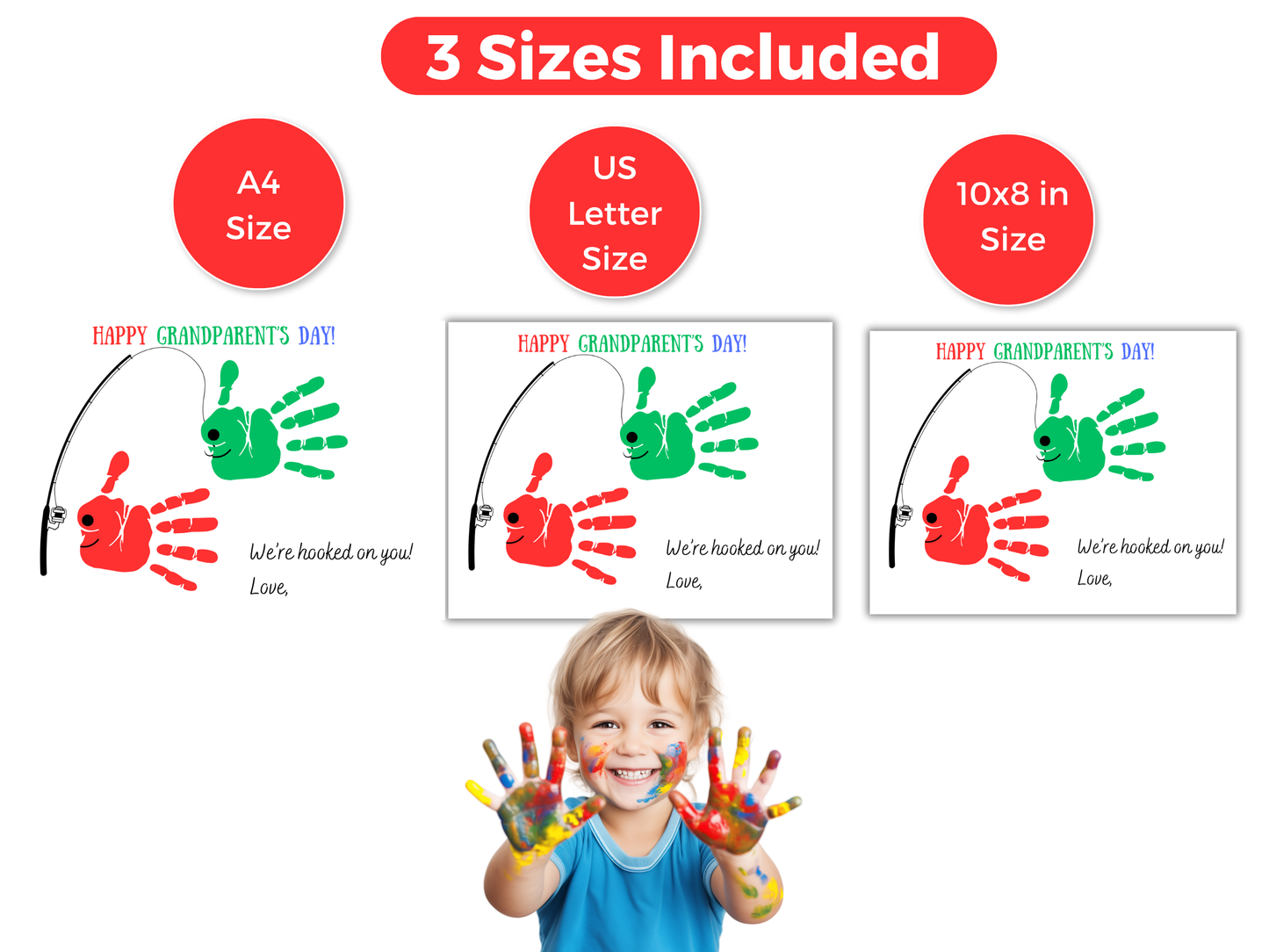 Fish Grandparents Handprint Art up to 3 kids