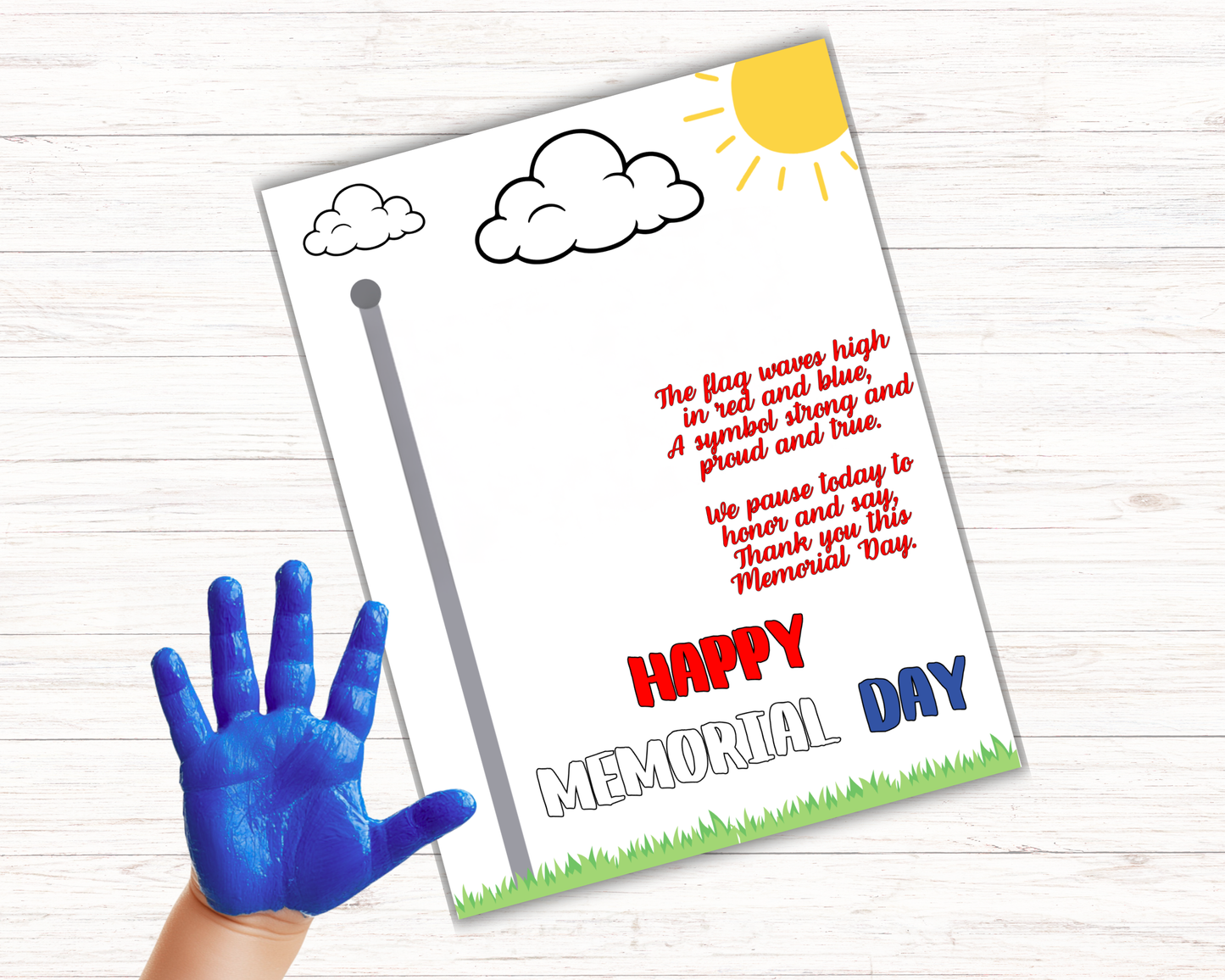 Memorial Day Flag Handprint Art