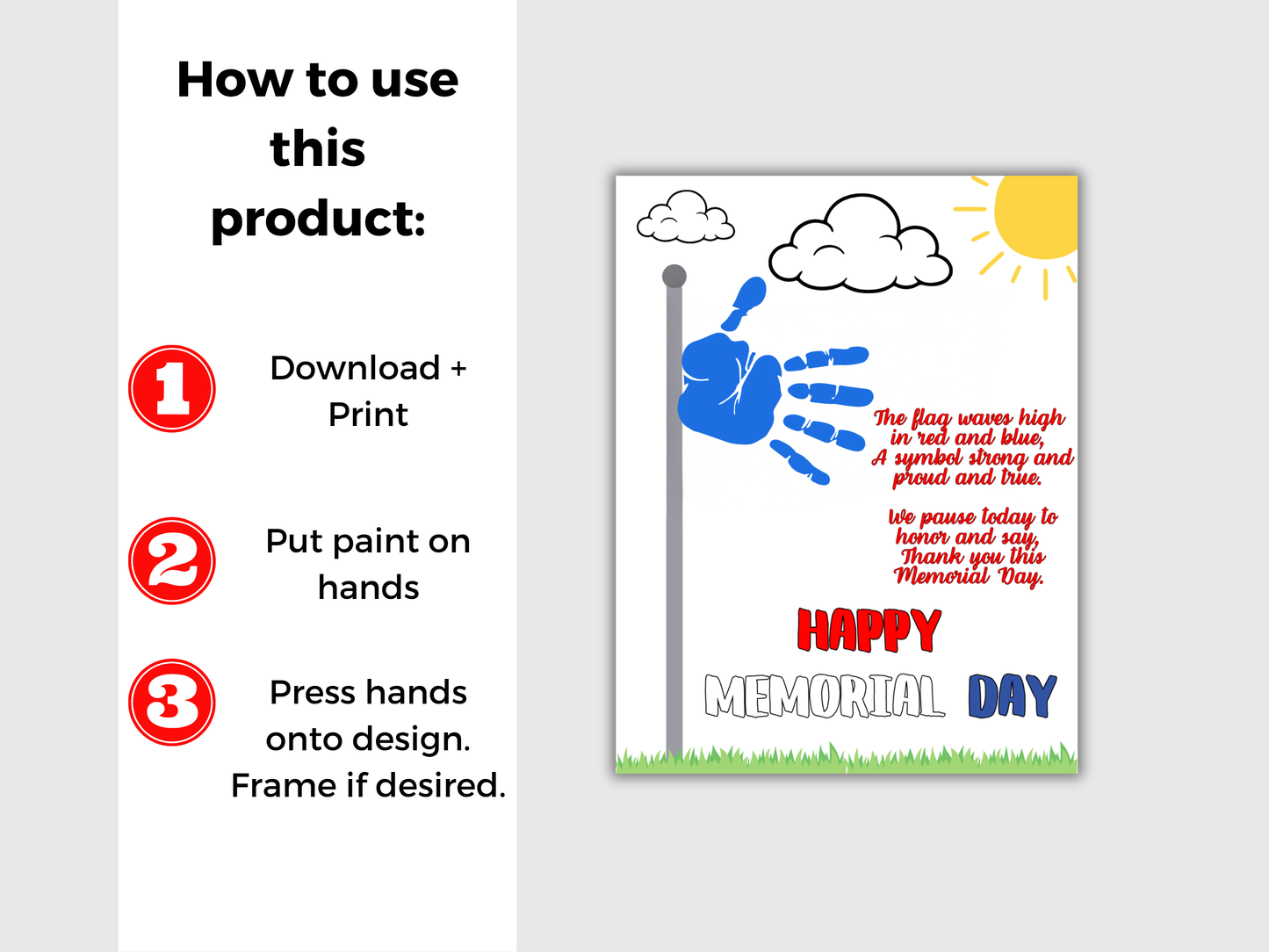 Memorial Day Flag Handprint Art