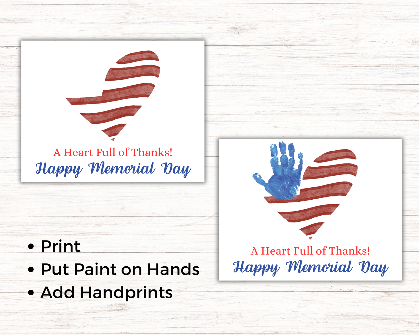 Memorial Day Flag Heart Handprint Art