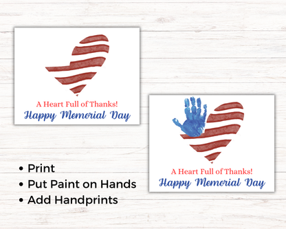 Memorial Day Flag Heart Handprint Art