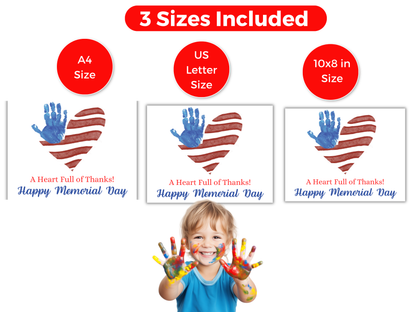 Memorial Day Flag Heart Handprint Art