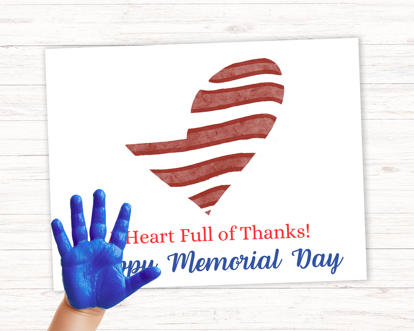 Memorial Day Flag Heart Handprint Art