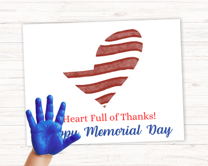 Memorial Day Flag Heart Handprint Art