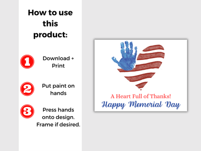 Memorial Day Flag Heart Handprint Art