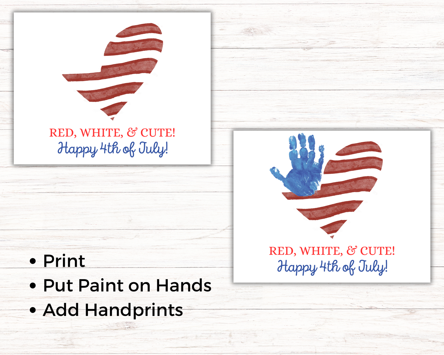 July 4th Flag Heart Handprint Art