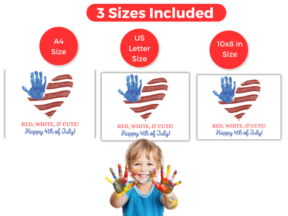 July 4th Flag Heart Handprint Art
