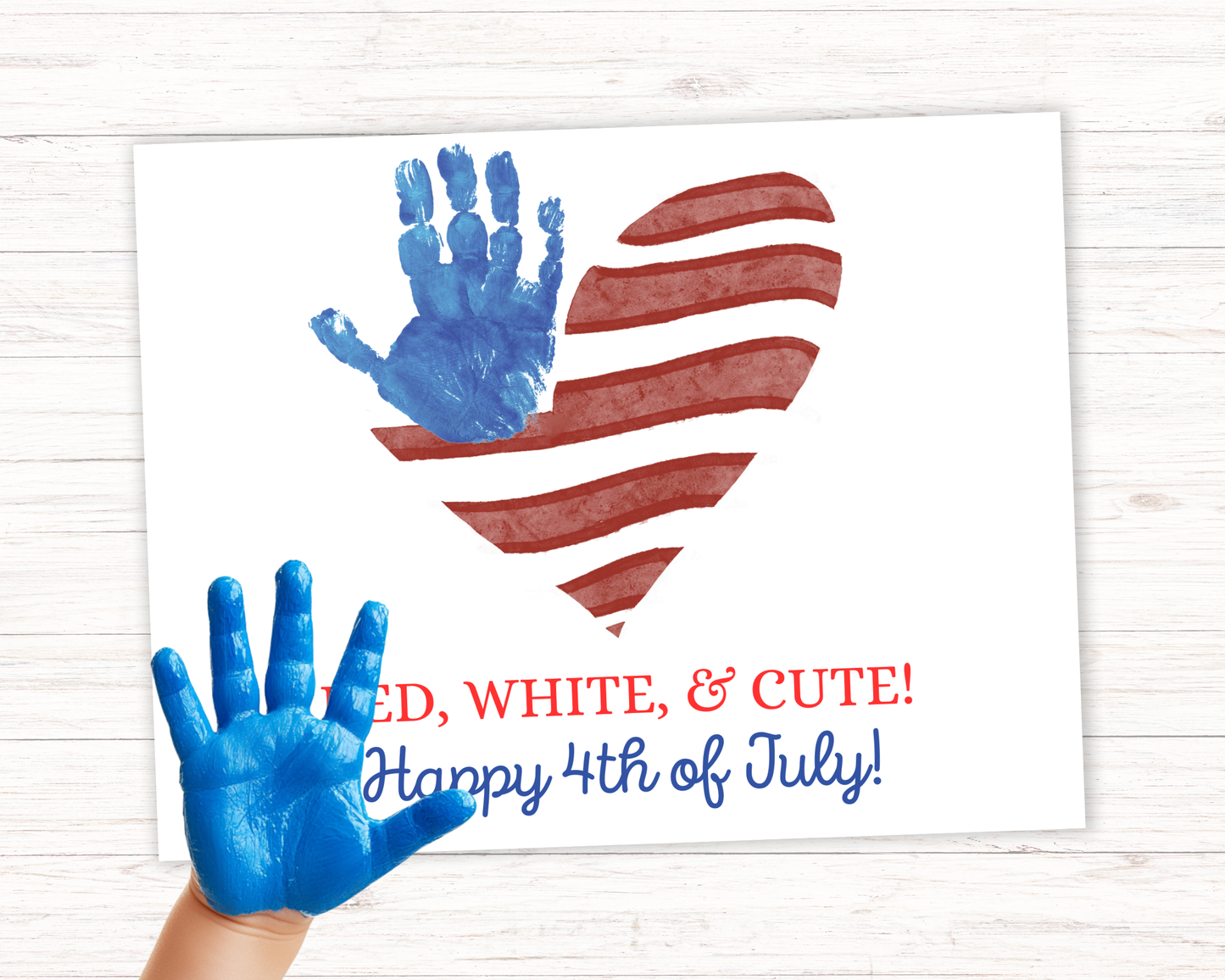 July 4th Flag Heart Handprint Art